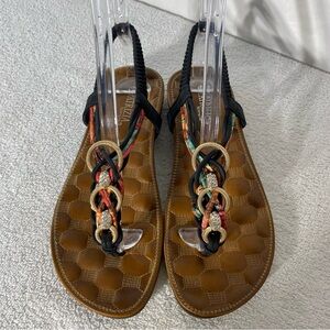 Patrizia by Spring Step Gadelina Black T Strap Sandals 9